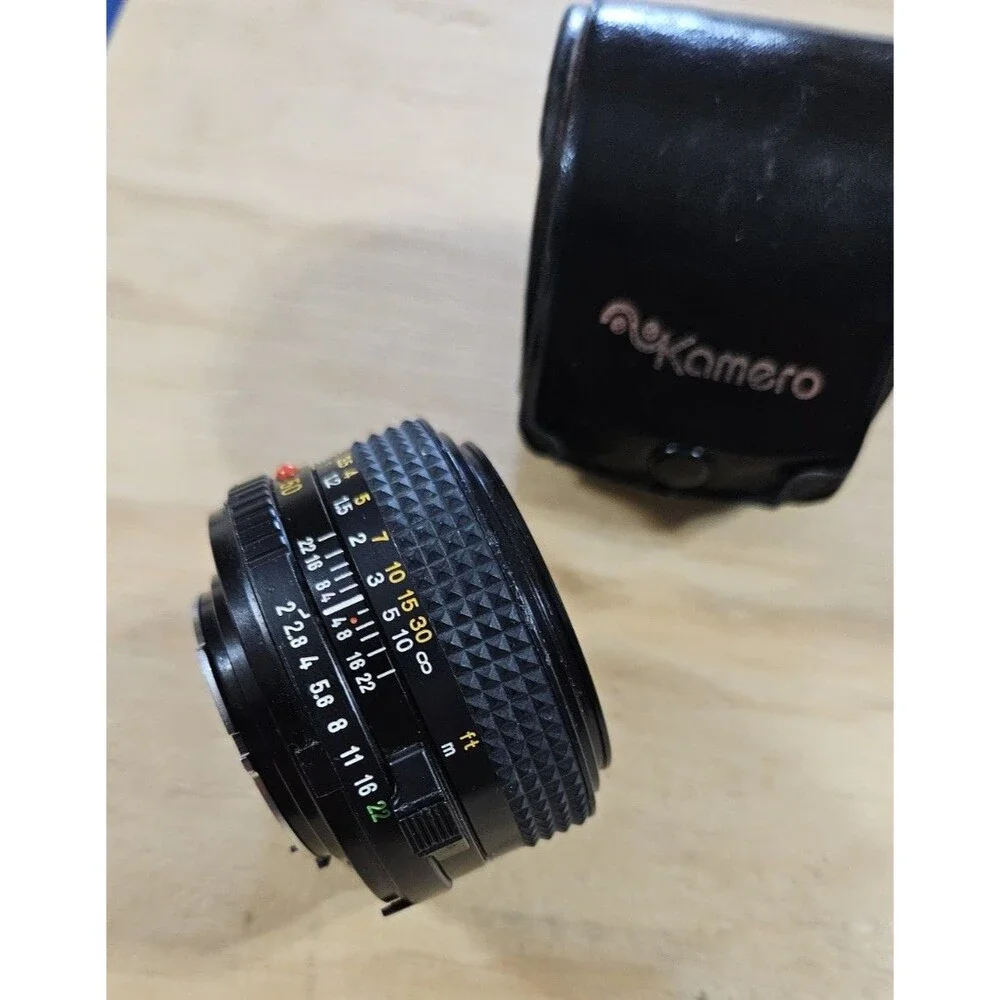 Minolta MD 50mm 1:2 Made In Japan Camera Lens w/ KAMERO case 35mm